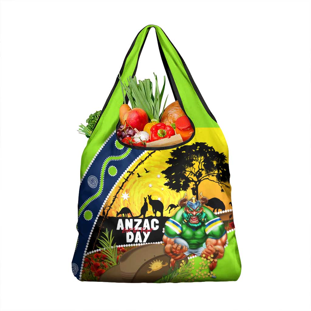 Raiders Rugby ANZAC Day Grocery Bag Green Machine Mascot Rosemary Starry Night
