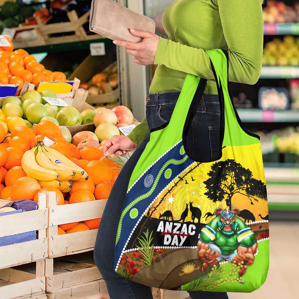 Raiders Rugby ANZAC Day Grocery Bag Green Machine Mascot Rosemary Starry Night