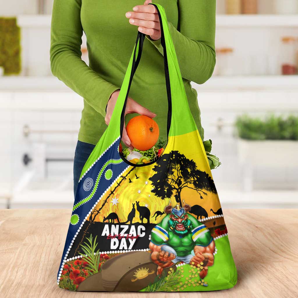 Raiders Rugby ANZAC Day Grocery Bag Green Machine Mascot Rosemary Starry Night