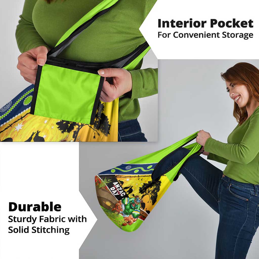 Raiders Rugby ANZAC Day Grocery Bag Green Machine Mascot Rosemary Starry Night
