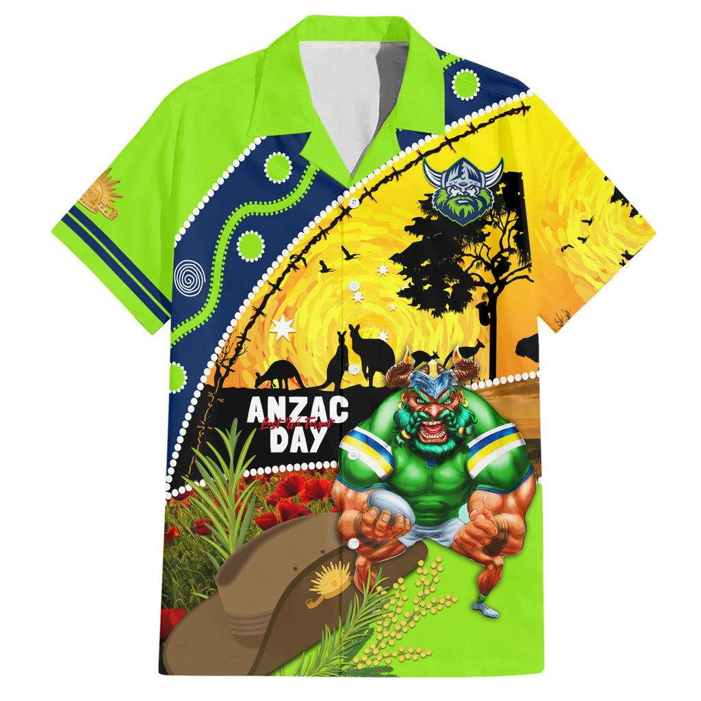 Raiders Rugby ANZAC Day Hawaiian Shirt Green Machine Mascot Rosemary Starry Night