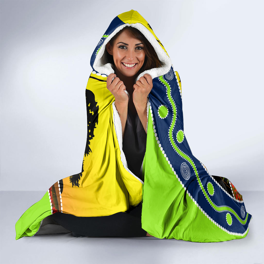 Raiders Rugby ANZAC Day Hooded Blanket Green Machine Mascot Rosemary Starry Night