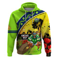 Raiders Rugby ANZAC Day Hoodie Green Machine Mascot Rosemary Starry Night