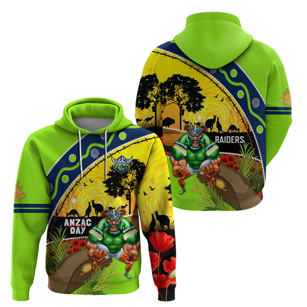 Raiders Rugby ANZAC Day Hoodie Green Machine Mascot Rosemary Starry Night