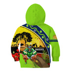 Raiders Rugby ANZAC Day Kid Hoodie Green Machine Mascot Rosemary Starry Night