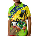 Raiders Rugby ANZAC Day Kid Polo Shirt Green Machine Mascot Rosemary Starry Night