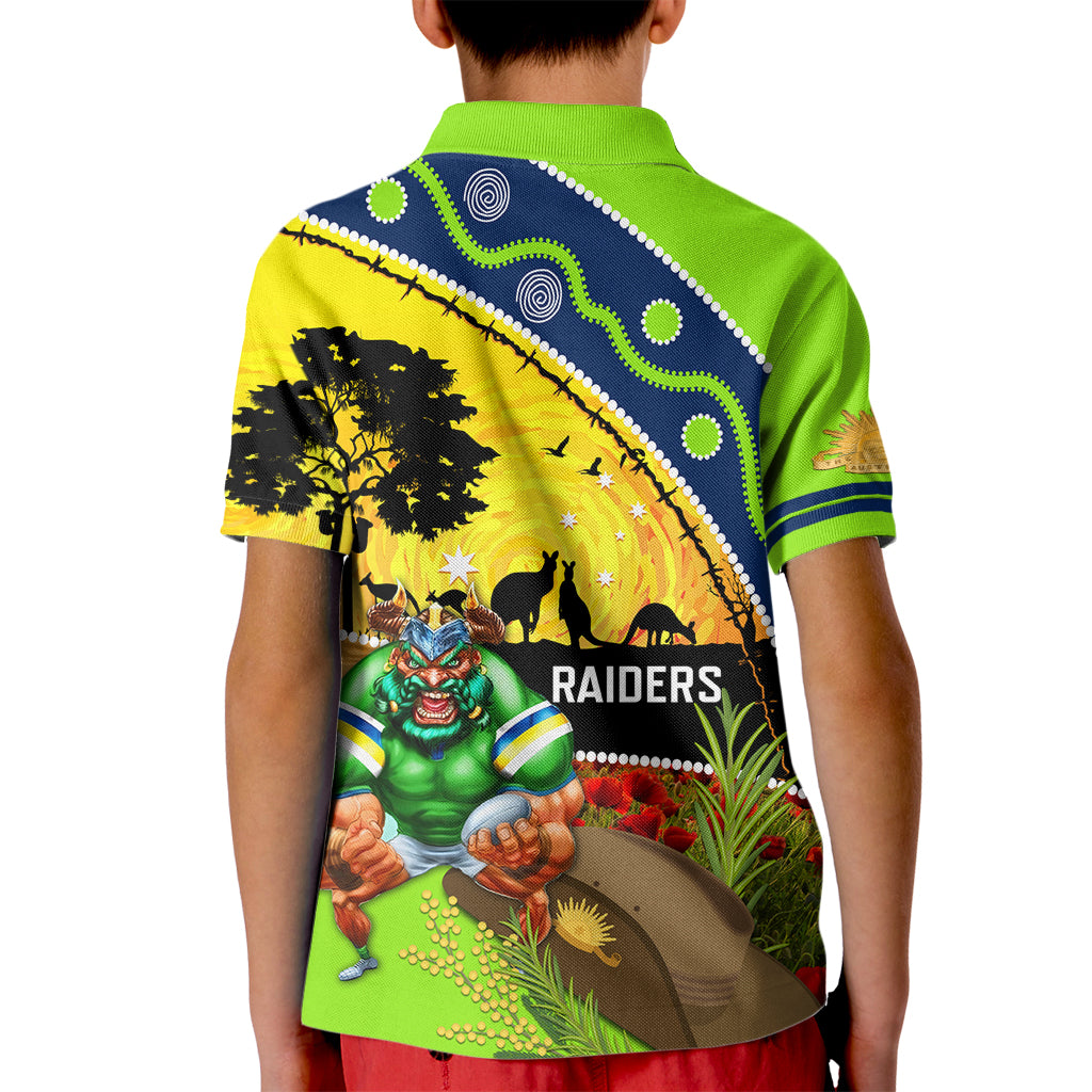 Raiders Rugby ANZAC Day Kid Polo Shirt Green Machine Mascot Rosemary Starry Night
