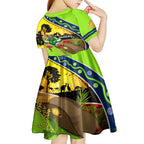 Raiders Rugby ANZAC Day Kid Short Sleeve Dress Green Machine Mascot Rosemary Starry Night