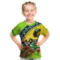 Raiders Rugby ANZAC Day Kid T Shirt Green Machine Mascot Rosemary Starry Night