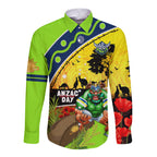 Raiders Rugby ANZAC Day Long Sleeve Button Shirt Green Machine Mascot Rosemary Starry Night