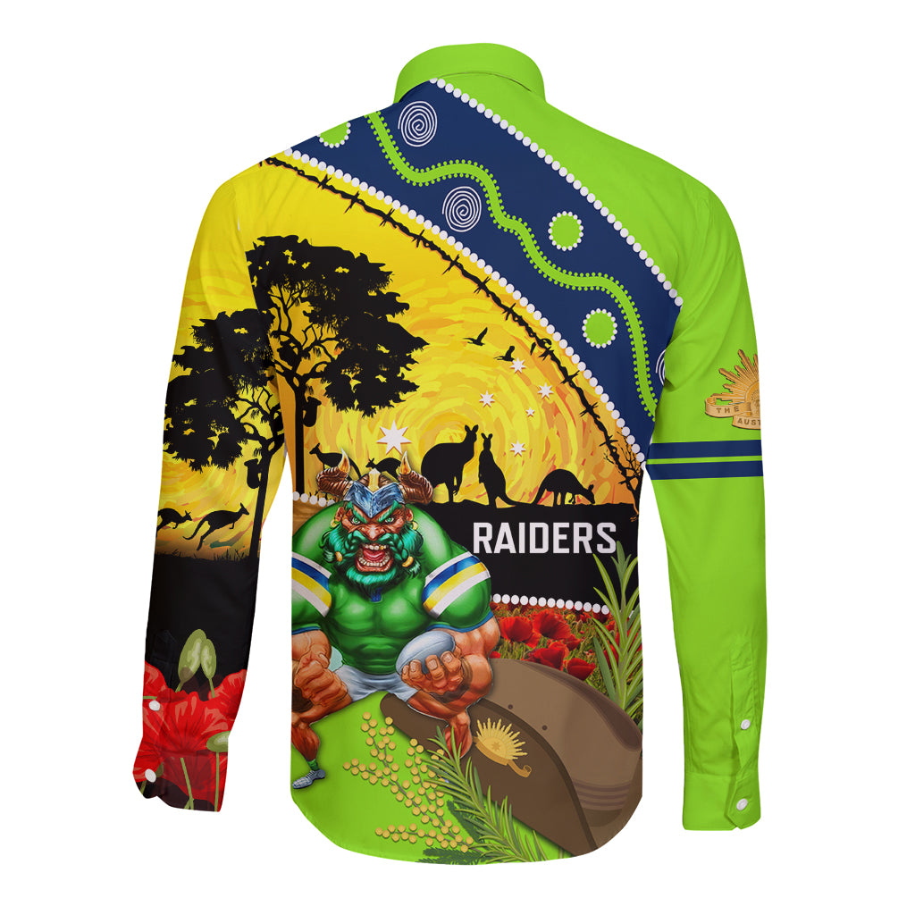 Raiders Rugby ANZAC Day Long Sleeve Button Shirt Green Machine Mascot Rosemary Starry Night