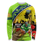 Raiders Rugby ANZAC Day Long Sleeve Shirt Green Machine Mascot Rosemary Starry Night