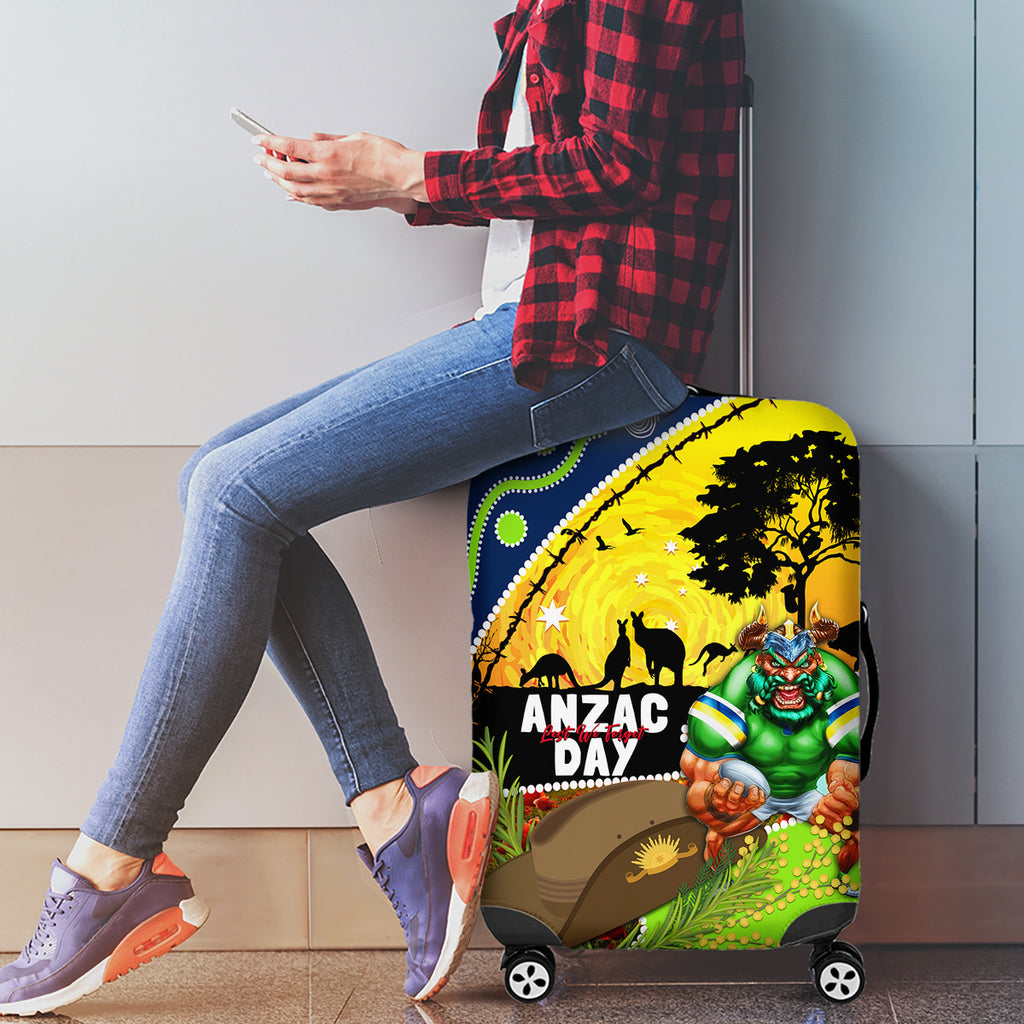 Raiders Rugby ANZAC Day Luggage Cover Green Machine Mascot Rosemary Starry Night