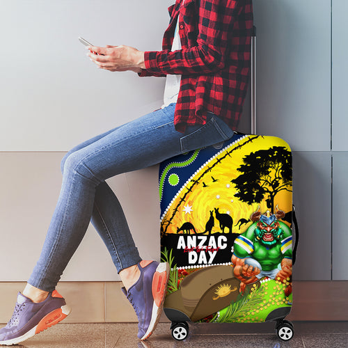 Raiders Rugby ANZAC Day Luggage Cover Green Machine Mascot Rosemary Starry Night