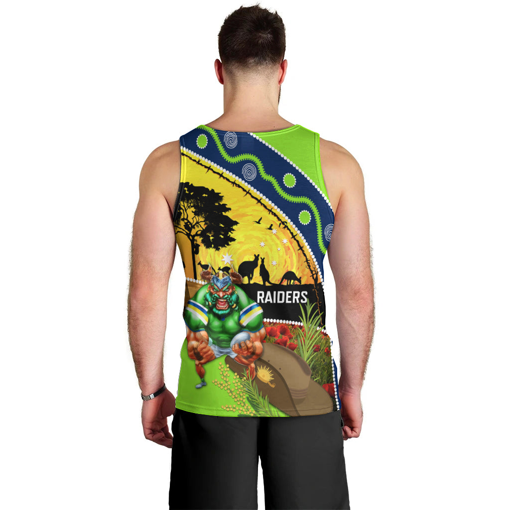 Raiders Rugby ANZAC Day Men Tank Top Green Machine Mascot Rosemary Starry Night