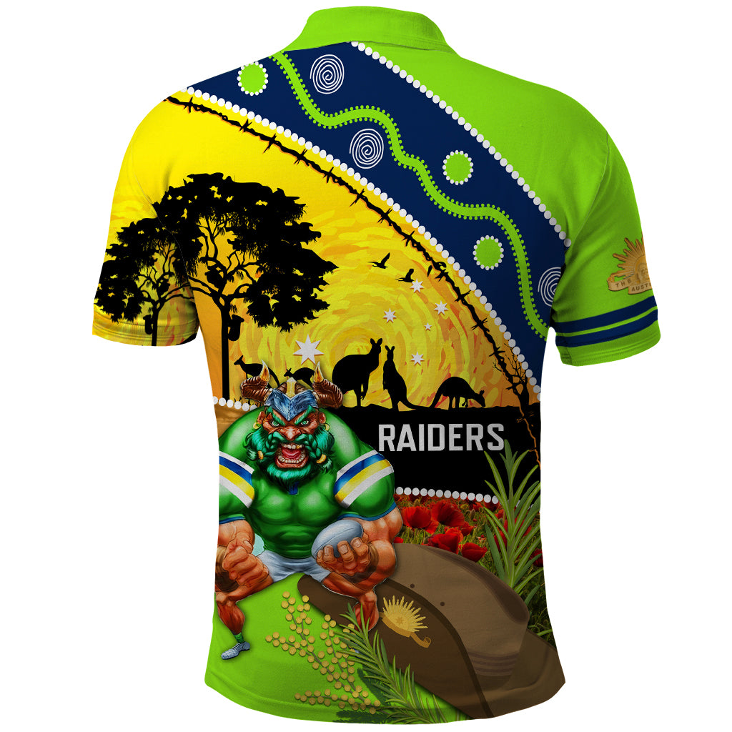 Raiders Rugby ANZAC Day Polo Shirt Green Machine Mascot Rosemary Starry Night