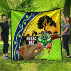 Raiders Rugby ANZAC Day Quilt Green Machine Mascot Rosemary Starry Night