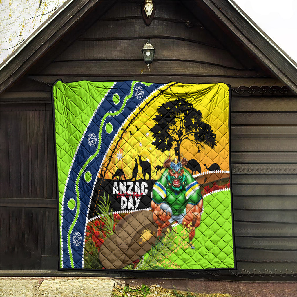 Raiders Rugby ANZAC Day Quilt Green Machine Mascot Rosemary Starry Night