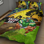Raiders Rugby ANZAC Day Quilt Bed Set Green Machine Mascot Rosemary Starry Night