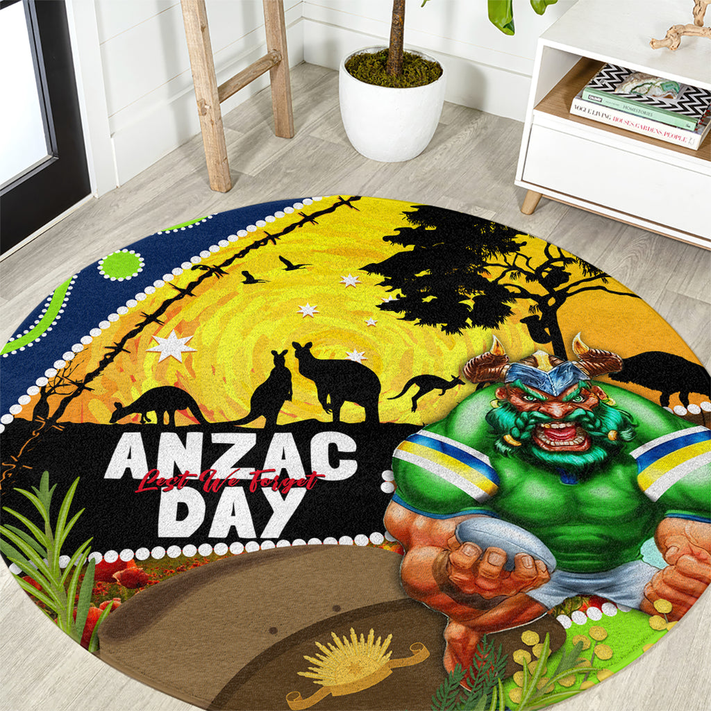 Raiders Rugby ANZAC Day Round Carpet Green Machine Mascot Rosemary Starry Night