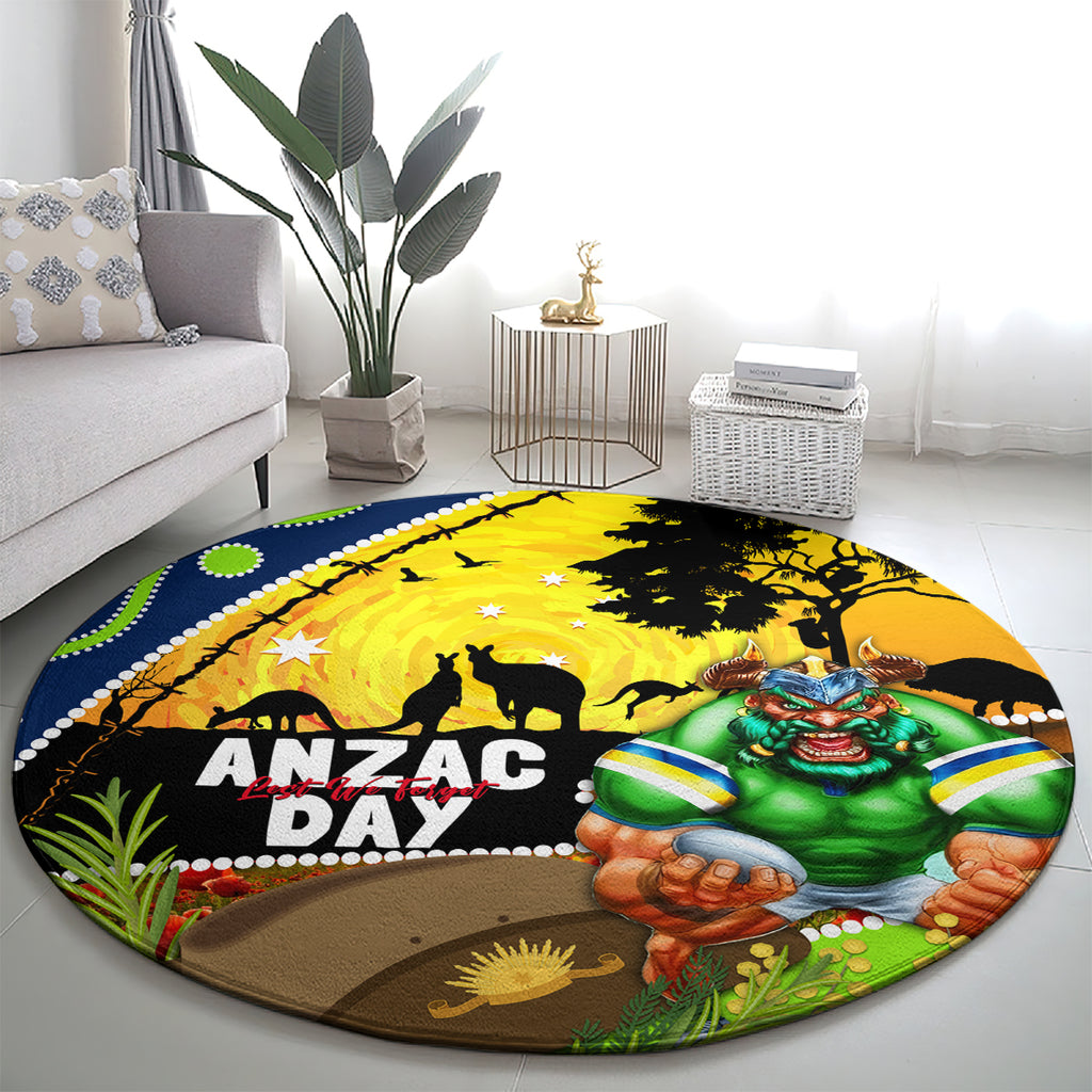 Raiders Rugby ANZAC Day Round Carpet Green Machine Mascot Rosemary Starry Night