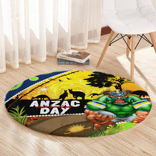 Raiders Rugby ANZAC Day Round Carpet Green Machine Mascot Rosemary Starry Night