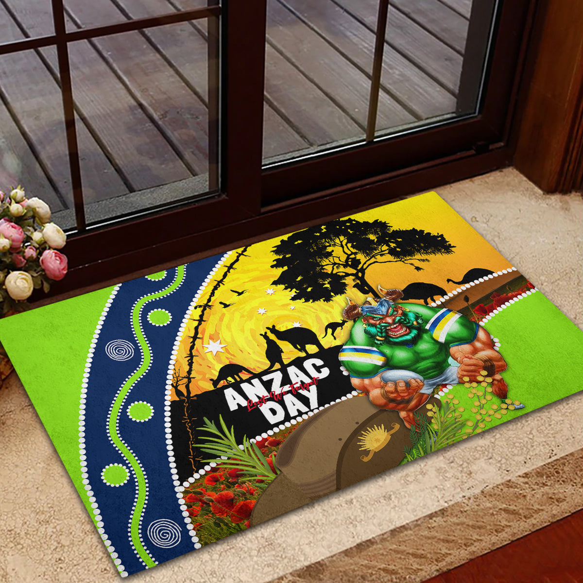 Raiders Rugby ANZAC Day Rubber Doormat Green Machine Mascot Rosemary Starry Night