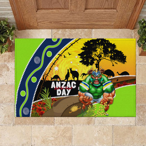 Raiders Rugby ANZAC Day Rubber Doormat Green Machine Mascot Rosemary Starry Night