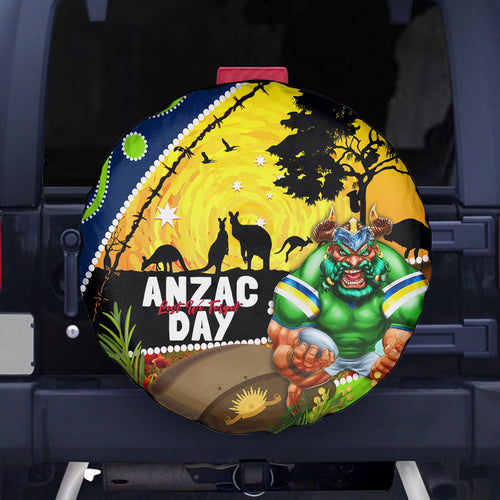 Raiders Rugby ANZAC Day Spare Tire Cover Green Machine Mascot Rosemary Starry Night