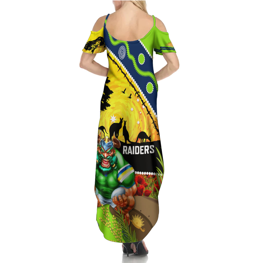 Raiders Rugby ANZAC Day Summer Maxi Dress Green Machine Mascot Rosemary Starry Night