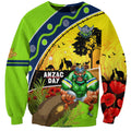 Raiders Rugby ANZAC Day Sweatshirt Green Machine Mascot Rosemary Starry Night