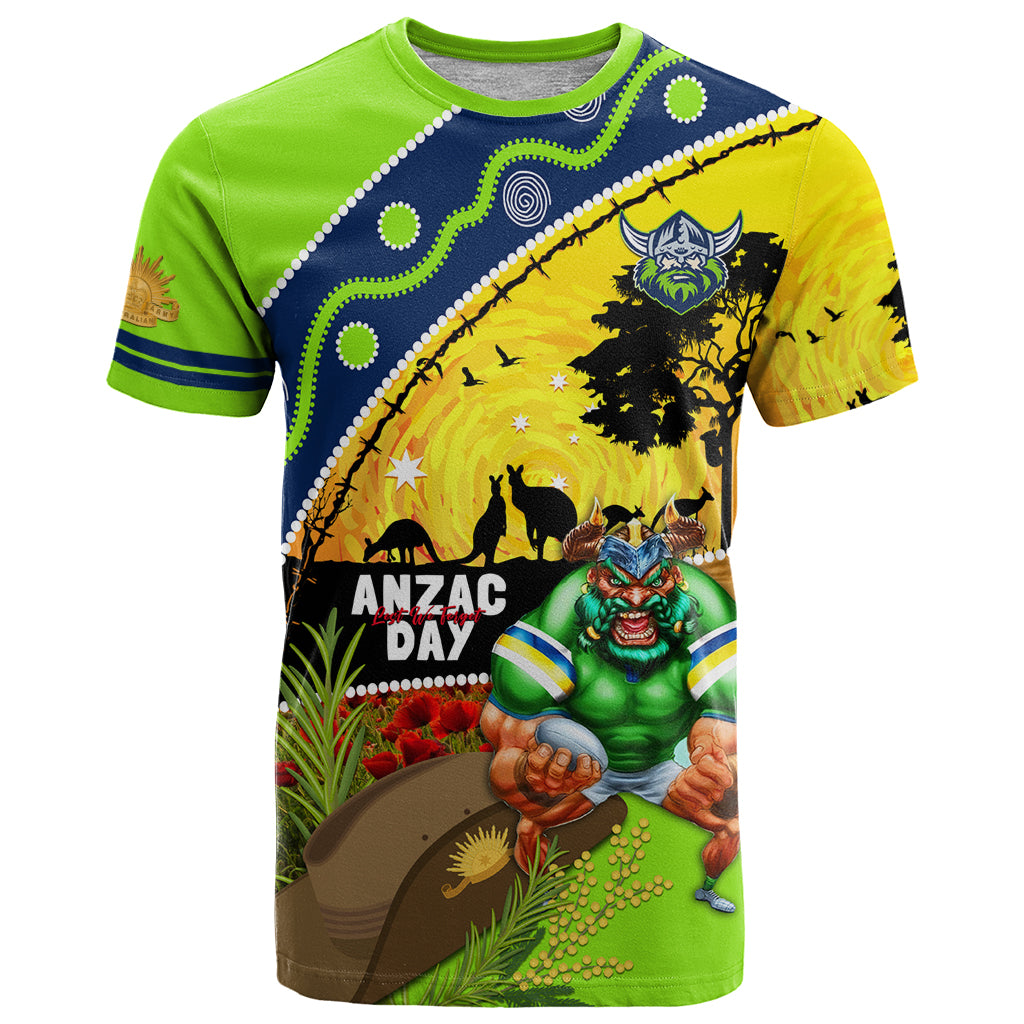 Raiders Rugby ANZAC Day T Shirt Green Machine Mascot Rosemary Starry Night