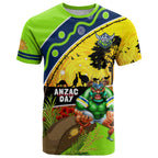 Raiders Rugby ANZAC Day T Shirt Green Machine Mascot Rosemary Starry Night
