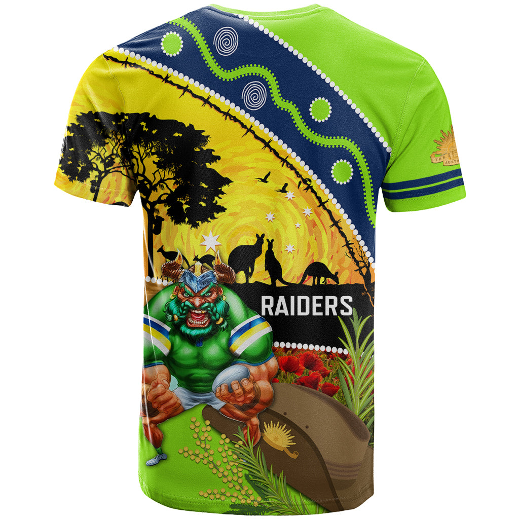 Raiders Rugby ANZAC Day T Shirt Green Machine Mascot Rosemary Starry Night