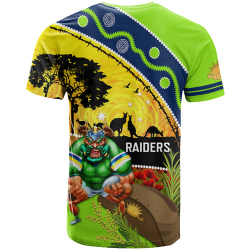 Raiders Rugby ANZAC Day T Shirt Green Machine Mascot Rosemary Starry Night