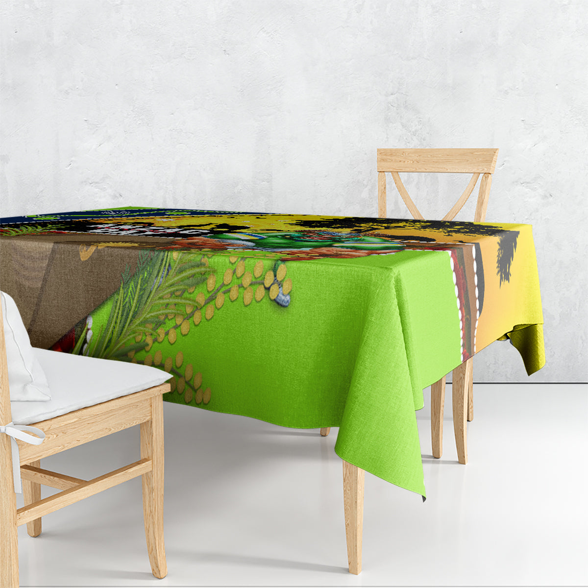 Raiders Rugby ANZAC Day Tablecloth Green Machine Mascot Rosemary Starry Night