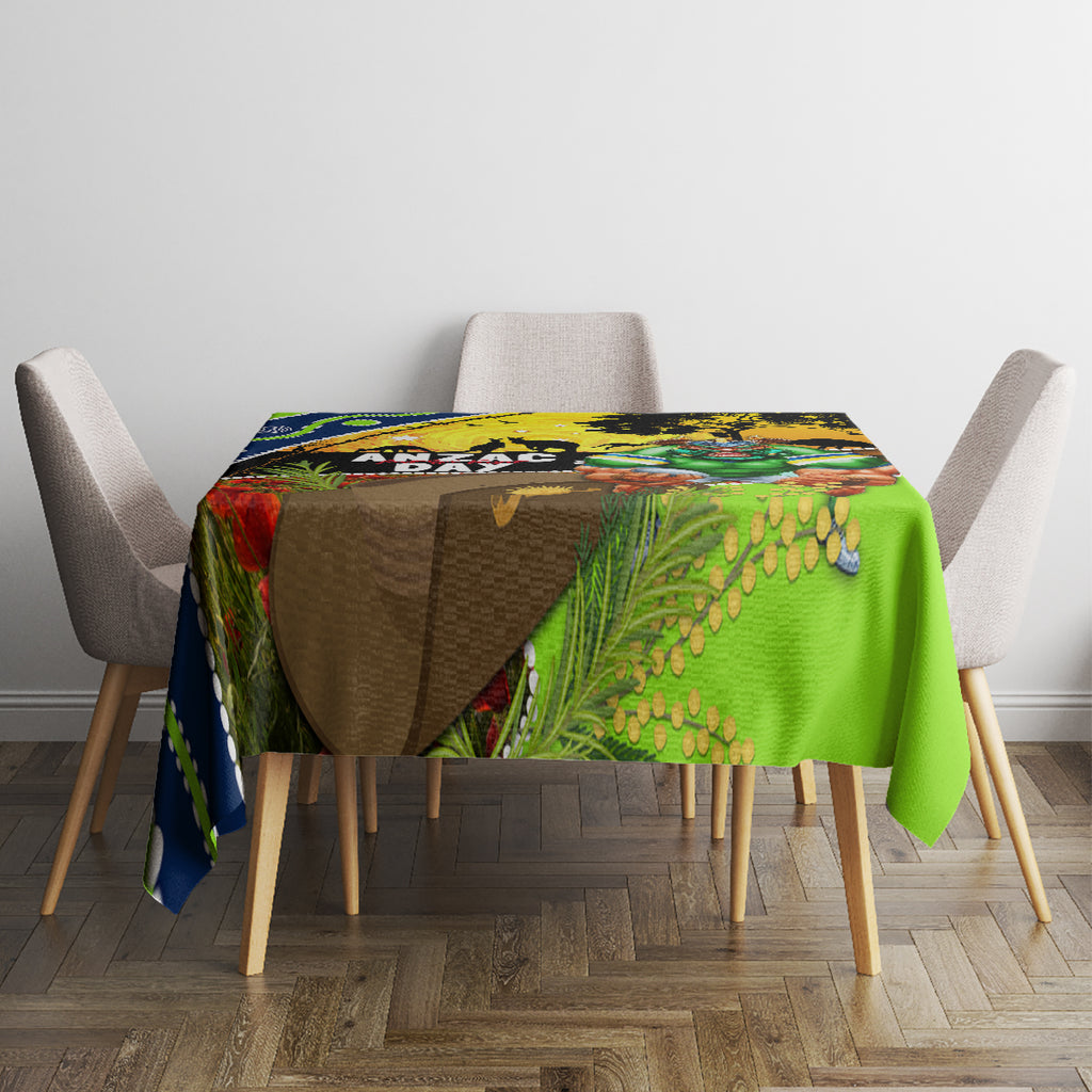 Raiders Rugby ANZAC Day Tablecloth Green Machine Mascot Rosemary Starry Night