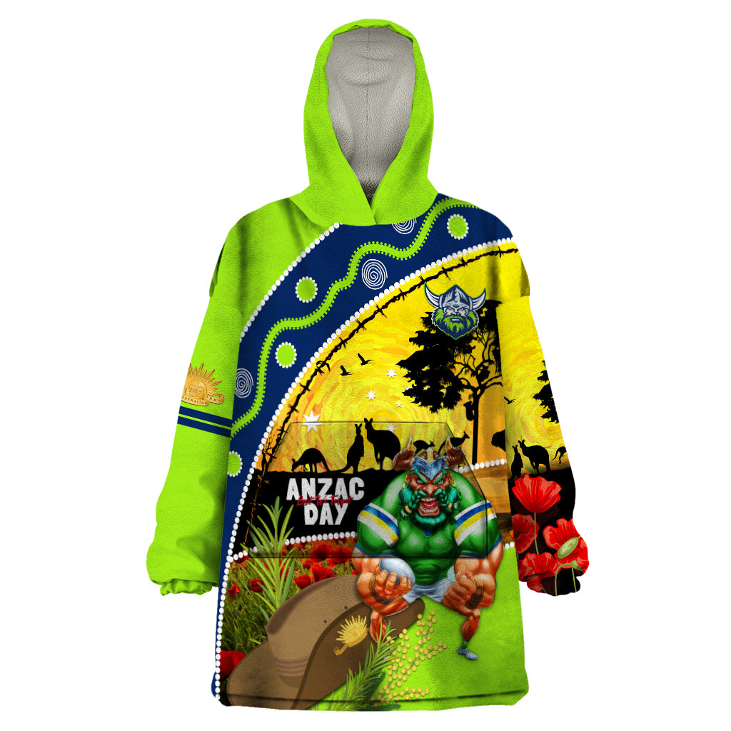 Raiders Rugby ANZAC Day Wearable Blanket Hoodie Green Machine Mascot Rosemary Starry Night