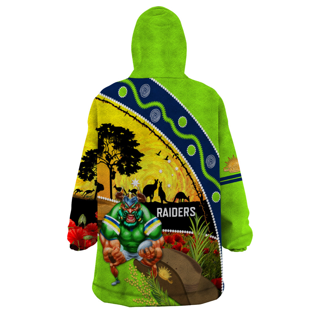 Raiders Rugby ANZAC Day Wearable Blanket Hoodie Green Machine Mascot Rosemary Starry Night