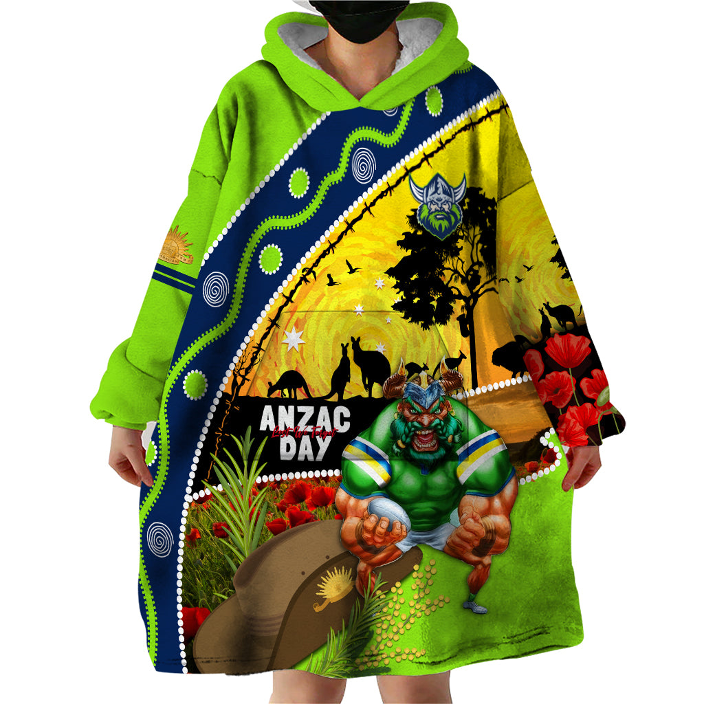 Raiders Rugby ANZAC Day Wearable Blanket Hoodie Green Machine Mascot Rosemary Starry Night
