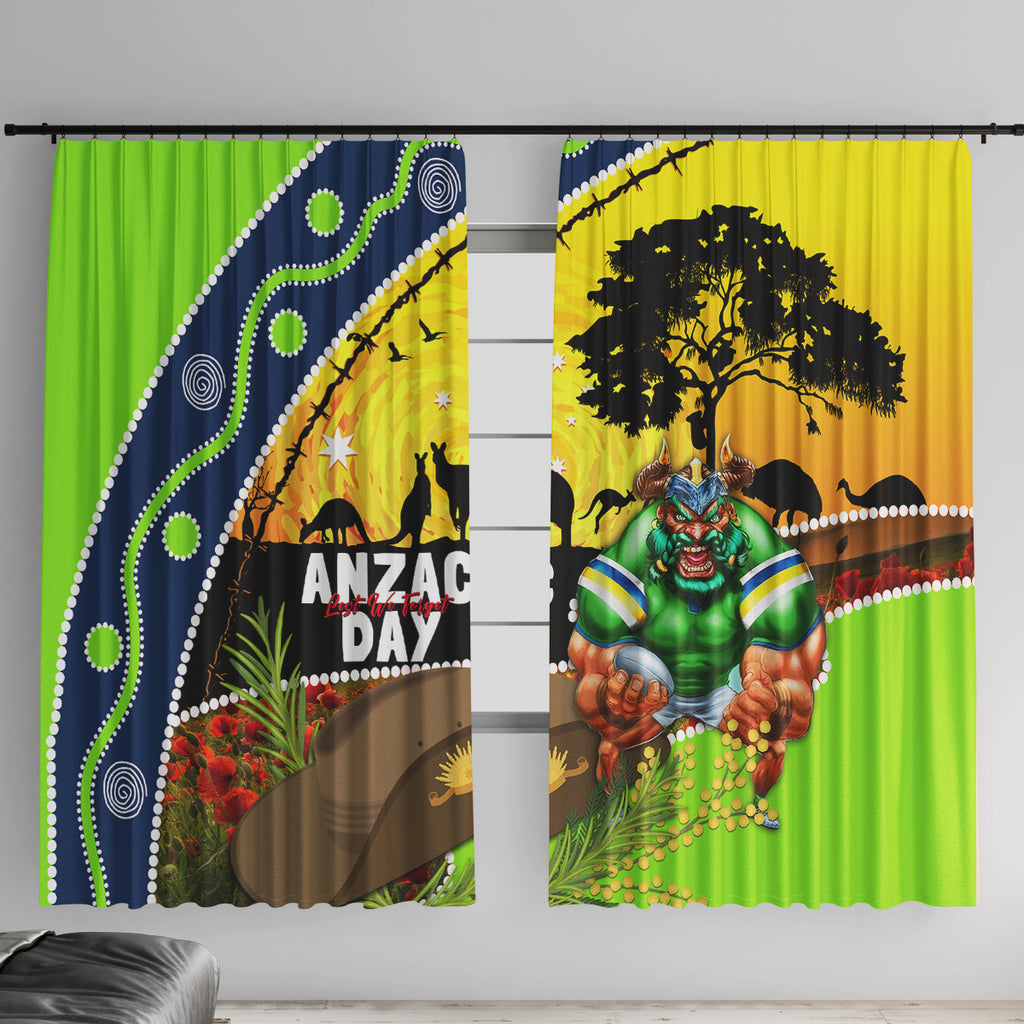 Raiders Rugby ANZAC Day Window Curtain Green Machine Mascot Rosemary Starry Night