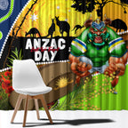 Raiders Rugby ANZAC Day Window Curtain Green Machine Mascot Rosemary Starry Night