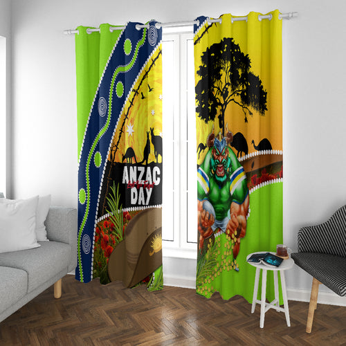 Raiders Rugby ANZAC Day Window Curtain Green Machine Mascot Rosemary Starry Night