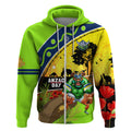 Raiders Rugby ANZAC Day Zip Hoodie Green Machine Mascot Rosemary Starry Night