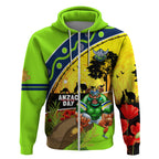 Raiders Rugby ANZAC Day Zip Hoodie Green Machine Mascot Rosemary Starry Night