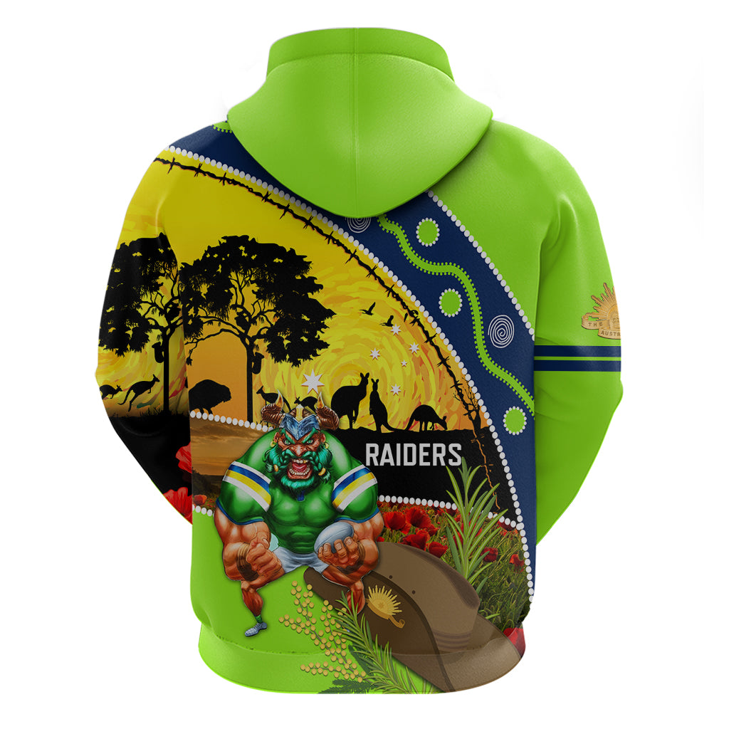Raiders Rugby ANZAC Day Zip Hoodie Green Machine Mascot Rosemary Starry Night