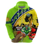 Raiders Rugby ANZAC Day Zip Hoodie Green Machine Mascot Rosemary Starry Night