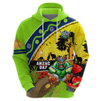Raiders Rugby ANZAC Day Zip Hoodie Green Machine Mascot Rosemary Starry Night
