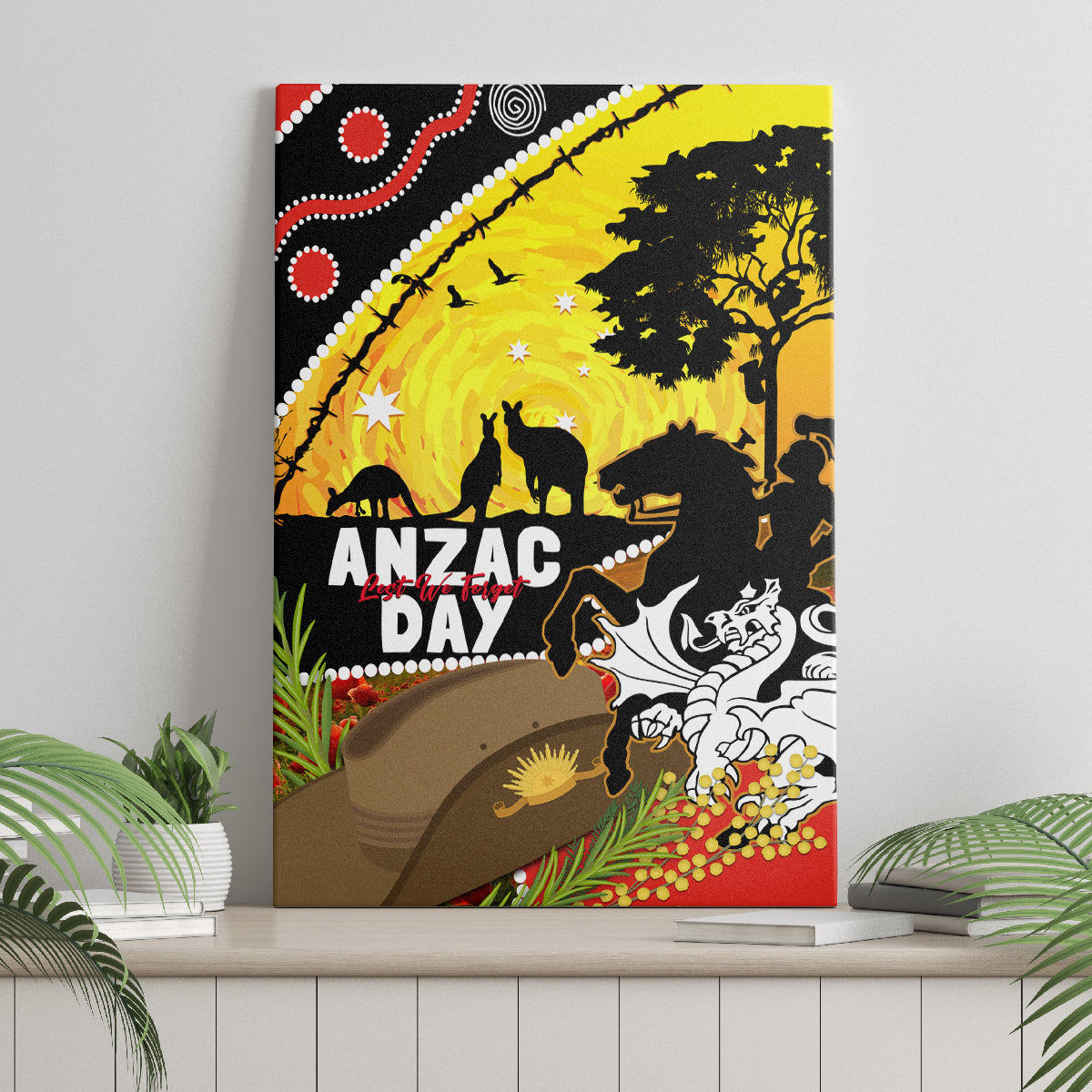 Dragons Rugby ANZAC Day Canvas Wall Art Saints Rosemary Starry Night