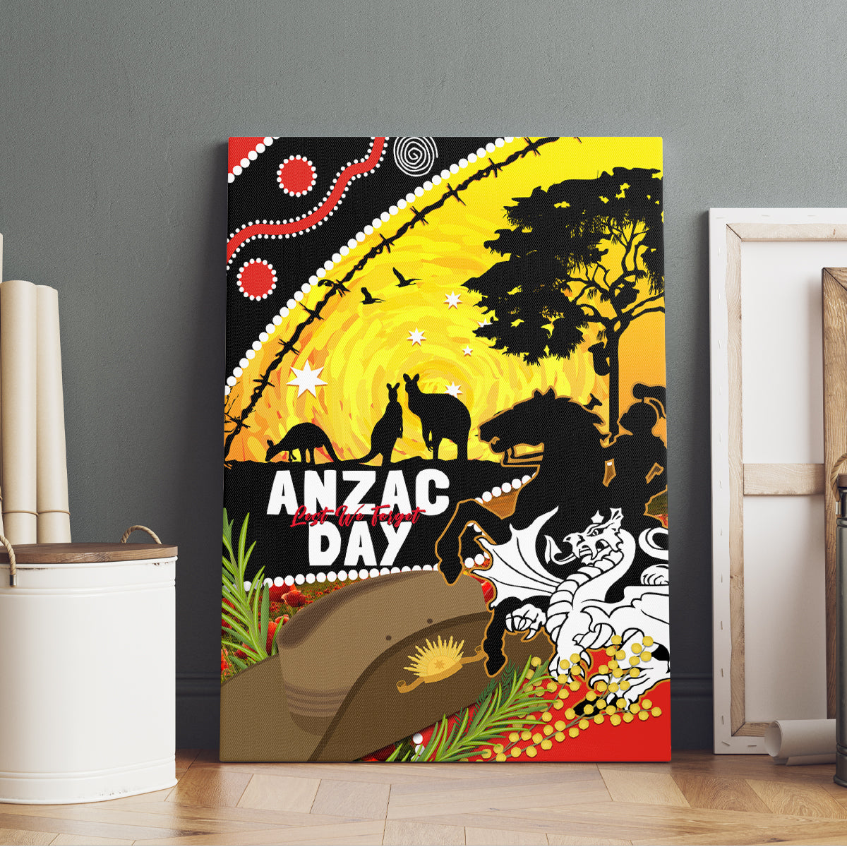 Dragons Rugby ANZAC Day Canvas Wall Art Saints Rosemary Starry Night